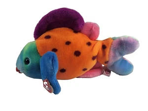 VTG 1999 Ty Inc Beanie Buddy LIPS The Fish Multicolor Stuffed Animal Toy - Imagen 1 de 13