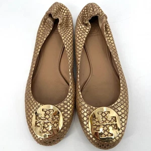 Tory Burch Reva Ballerinas Größe 10 Y2K Luxus Gold Eidechse Meerjungfrau Schuppen - Bild 1 von 7
