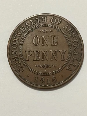 👀AUSTRALIAN 1918 PENNY COIN SCARCE DATE 6 PEARLS CENTER DIAMOND RARE 👀 - Image 1 of 2