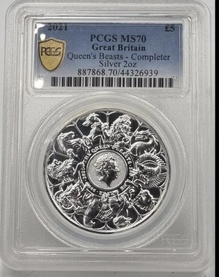 2021 G Britain £2 Silver Queen’s Beasts Completer PCGS MS70 POP OF 3 ULTRA RARE - Image 1 of 4