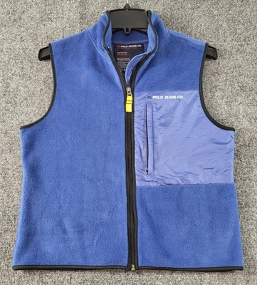 Polo Jeans Co. Fleece Vest Boys M Blue Full Zip Stand Up Collar Polyester Preppy - Image 1 of 4