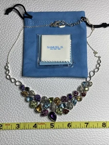 Samuel B SS .925 Multi Stone Bib Necklace Official Genuine Product New Unused - Picture 1 of 12