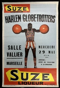 Vintage Harlem Globetrotters Poster France French Liqueur Suze Basketball 1960’s - Picture 1 of 15