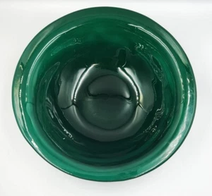 Mid Century Modern Bowl Hand Blown Studio Art Glass Intense Green - Picture 1 of 4