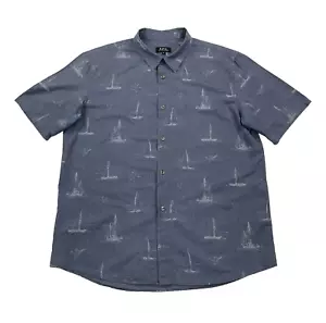 APC Paris Shirt Men's XL Blue BOAT Print HAWAIIAN Short Sleeve Button Up AOP - Picture 1 of 12