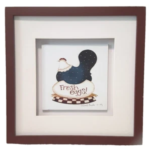 UOVA FRESCHE! STAMPA ARTISTICA da parete incorniciata 12 x 12 cornice legno scuro Dan DiPaolo NO VETRO! - Foto 1 di 10