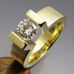 DISEÑO MADURO - ANILLO DE TENSIÓN BRILLANTE EXCELENTE - ORO 585 - ORFEBRE PROPIO - Imagen 1 de 12