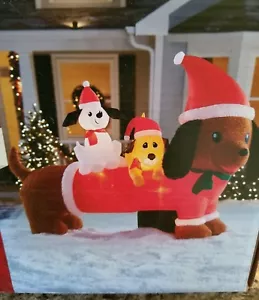 ENORME Dachshund Wiener perro Navidad 6,5' x 5' voladura interior exterior inflable - Imagen 1 de 6
