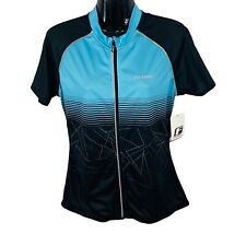  FLUID ladies Peloton road cycling jersey size AU12 full zip quick dry blue NWT
