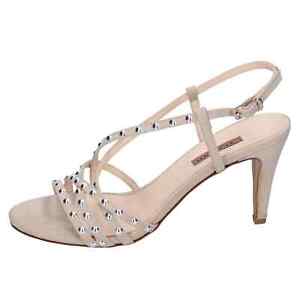 scarpe donna ALBANO 39 EU sandali beige camoscio sintetico borchie 164 DE429