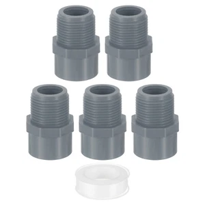 5Pcs 25mm 2-Way PVC Male Adapter Pipe Fitting with Sealant Tape (Grey) - Picture 1 of 7