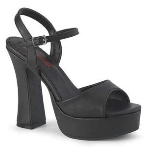 Demonia Dolly-09 Gothic Punk Lolita Black Platform Chunky Heels Ankle Strap Sand - Picture 1 of 16