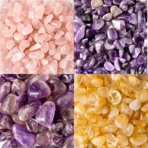 1 Pound Tumbled Gemstone Collection Rose Quartz Banded Amethyst Citrine Amethyst - Picture 1 of 9