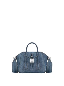 GIVENCHY Antigona $1950 Dark Blue Toy Lock Washed Denim Top Handle Bag New - Picture 1 of 3