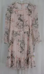 Calvin Klein Womens Illusion Bell Sleeve Dress with Ruffle Detail Petite Size 4P - Picture 1 of 3