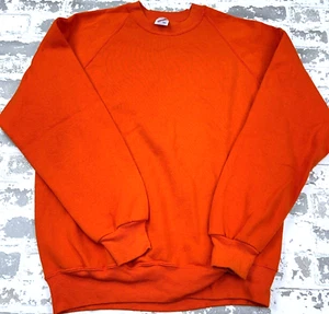 Vintage Jerzees Sweatshirt Men XL Orange Crew Neck Sweater 90s USA 50/50 Blank X - Picture 1 of 8
