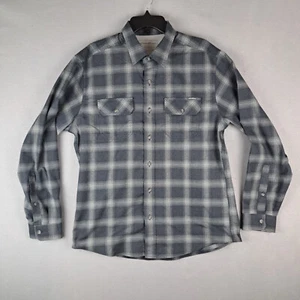 Eddie Bauer Flannel Shirt Mens Large Gray Plaid Button Up Outdoor Casual - Picture 1 of 13