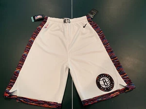 NEW Brooklyn Nets City YOUTH Nike Dri-Fit White Basketball Shorts SIZE Youth XL - Picture 1 of 5