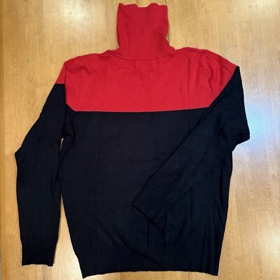 Suéter Calvin Klein Mujer Talla L Manga Larga Cuello Tortuga Rojo Negro San Valentín Foto 1 de 4