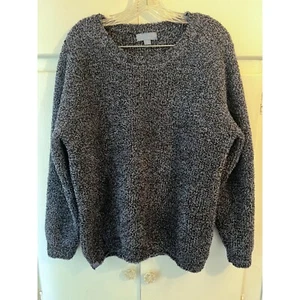 Barefoot Dreams Cozychic Pullover Crew Neck sweater, Black/Blue Merl, Size XL - Picture 1 of 10