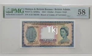 1953 MALAYA $1 PMG58 AUNC - Picture 1 of 2