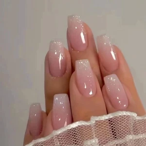 Long Press on Nails Square Fake Nails Pink Ombre Glue on Nails Coffin Press - Picture 1 of 12