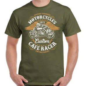 CAFE RACER T-SHIRT Mens Biker Motorbike Motorcycle Enthusiast Top Custom Bike - Picture 1 of 20
