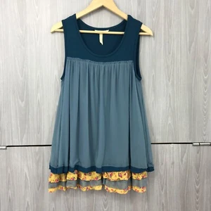 Camiseta sin mangas Matilda Jane School Spirit azul tul con ribete floral hacer creer pequeña - Imagen 1 de 8