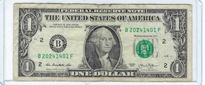 RARE $1 One Dollar Bill Fancy Serial Birthday Year Note 2024-01-14 B20241401F - Picture 1 of 2