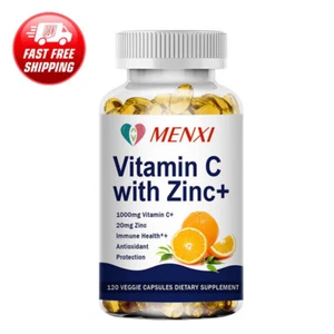 120 Capsules Vitamin C & Zinc Capsules 1000mg Complex Supplement Vegetarian - Picture 1 of 9