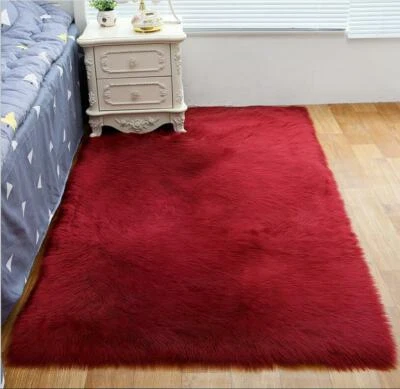 Fluffy Rugs Bedroom Furry Carpet Bedside Sheepskin Area Children Play Room Decor - Image 1 of 4