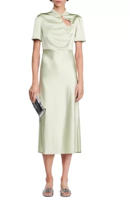 Sandro Rachel Vert Amande Midi Column Dress - size 2 US / 34 FR   - retail $490 - Image 1 of 4