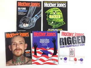 5 MOTHER JONES Magazine TRUMP, MANIPULIERT, GEHACKT, HASSE, GO FUND YOURSELF 2017 2018 - Bild 1 von 7
