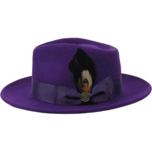 Sombrero Bruno Capelo Lana Australiana Fedora Lágrima Aplastable Bel Air BL595 Púrpura - Imagen 1 de 9