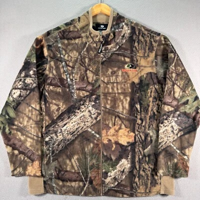 Mossy Oak Camo Jacket Mens 2XL Green Sherpa Fleece Full Zip Hunting Outdoors - Image 1 of 4