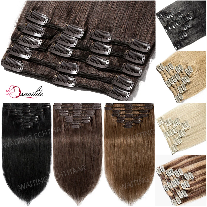 25CM-80CM 100% Echthaar Clip In Remyhaar Extensions Haarverlängerung Glatt Lang - Bild 1 von 4