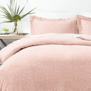 Kaycie Gray Fashion Premium Ultra Soft Pink Buds Pattern 3 Piece Duvet Cover Set - Picture 1 of 5