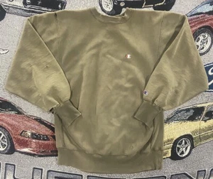 Sudadera De Colección Años 90 Champion Tejido Inverso Verde Oliva Envejecido Cuello Redondo XL - Imagen 1 de 20