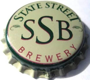 SSB, STATE STREET BREWERY green Beer CROWN Bottle CAP Evansville, INDIANA CLOSED - Picture 1 of 1