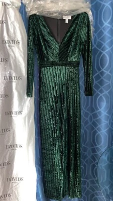 Badgley Mischka Emerald Green Stretch Floor Length Gown Size 0-worn once - Image 1 of 4