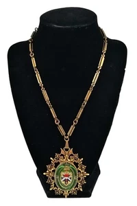 Collar escudo heráldico renacimiento victoriano cristal y dorado - Imagen 1 de 14