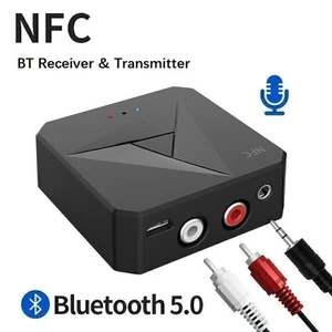 2 In 1 Bluetooth 5.0 Transmitter Receiver NFC 3.5mm AUX Wireless Audio Adapter - Zdjęcie 1 z 8