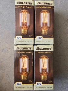 X4 Bulbrite Nostalgic Thread T14 40w Light Bulbs - Picture 1 of 1