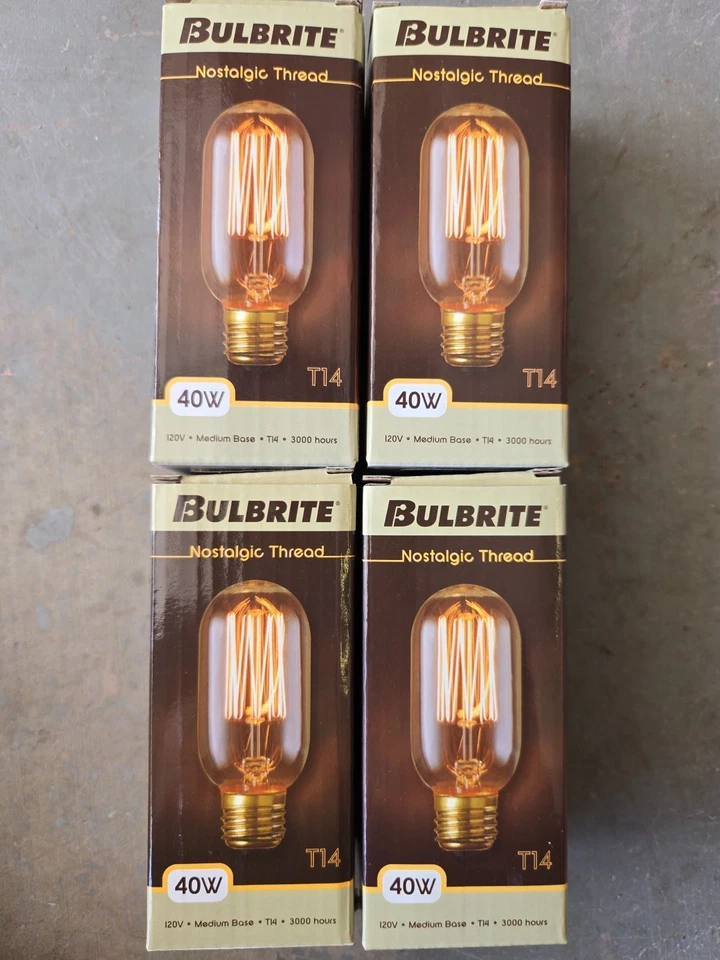 X4 Bulbrite Nostalgic Thread T14 40w Light Bulbs - Image 1 of 1