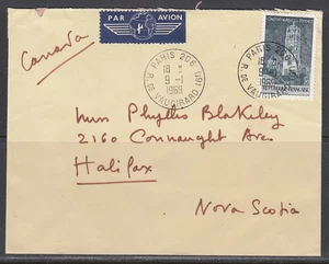 Francia - Enero 1969 Cubierta de correo aéreo a Canadá - Imagen 1 de 1