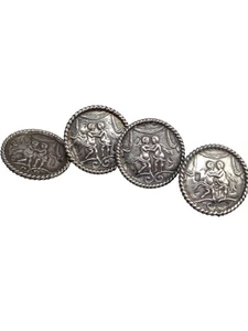 Vintage Silver Shank Buttons Set of 4 with Embossed Design - Picture 1 of 14