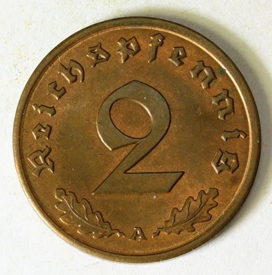 GERMANY (Third Reich) 2 Reichspfennig 1939 A - Bronze - aUNC - 3792 - Image 1 of 2