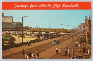 Greetings from Atlantic City Boardwalk New Jersey NJ 1966 Vintage Postcard - Picture 1 of 2