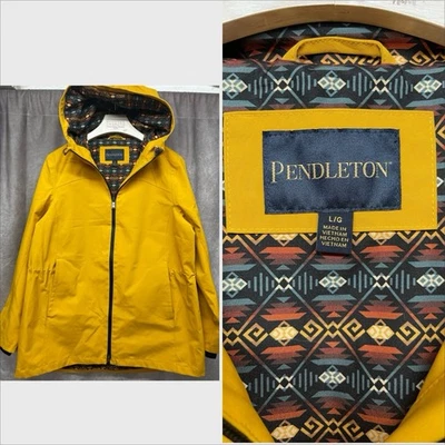 Pendleton Mujer L Goldenrod L Parka de Lluvia Azteca Tribal Forrada Con Capucha Impermeable Nueva Foto 1 de 4