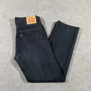 Levis 505 Jeans Mens 33x31 Regular Fit Straight Leg Dark Wash Black Denim Skate - Picture 1 of 14